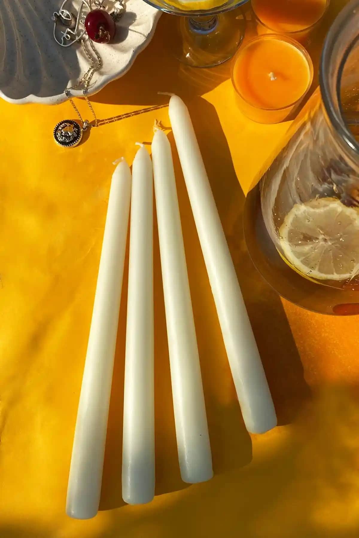 Sanat Sepet İşleri Premium Kokulu Beyaz Konik Mum Seti 4'lü Ev Dekorasyonu İçin