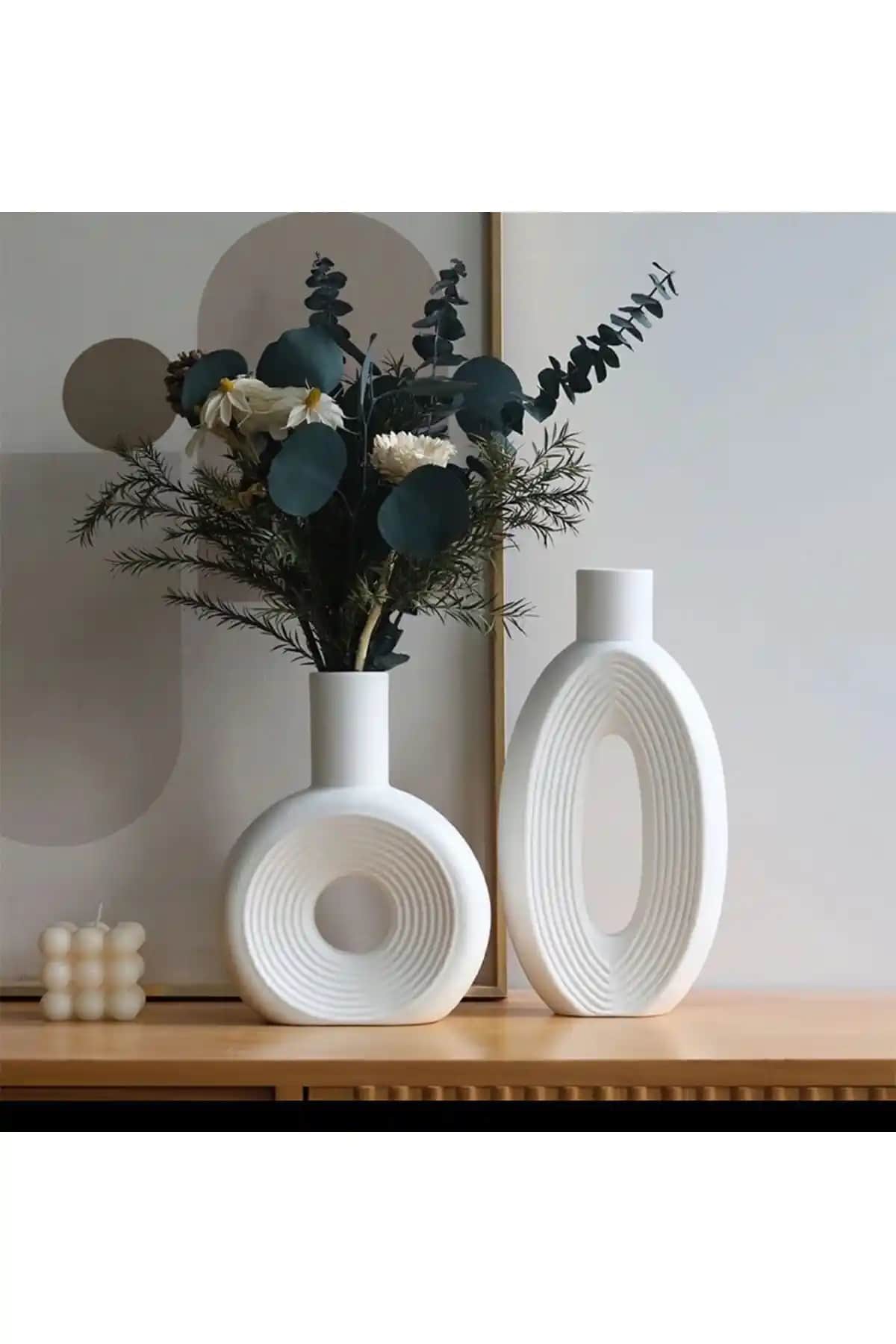 ShowArt Hediyelik Donut Hale Vazo Seti Modern Bohem Tarzıyla Dekorasyonunuza Şıklık Katar