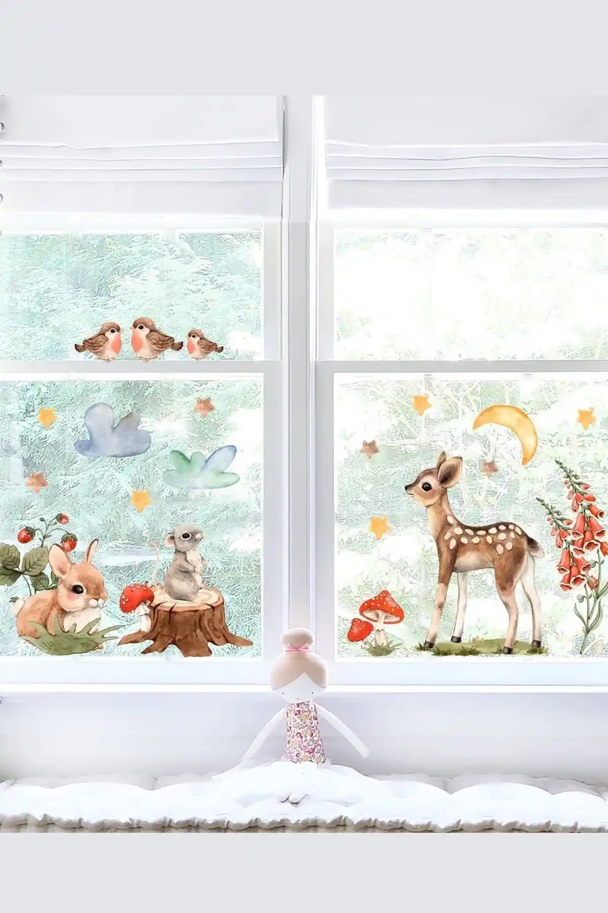 Sim Tasarım Ceylan ve Dostları Çocuk Odası Duvar Stickerı Renkli ve Kolay Uygulama Dekoratif Çözüm