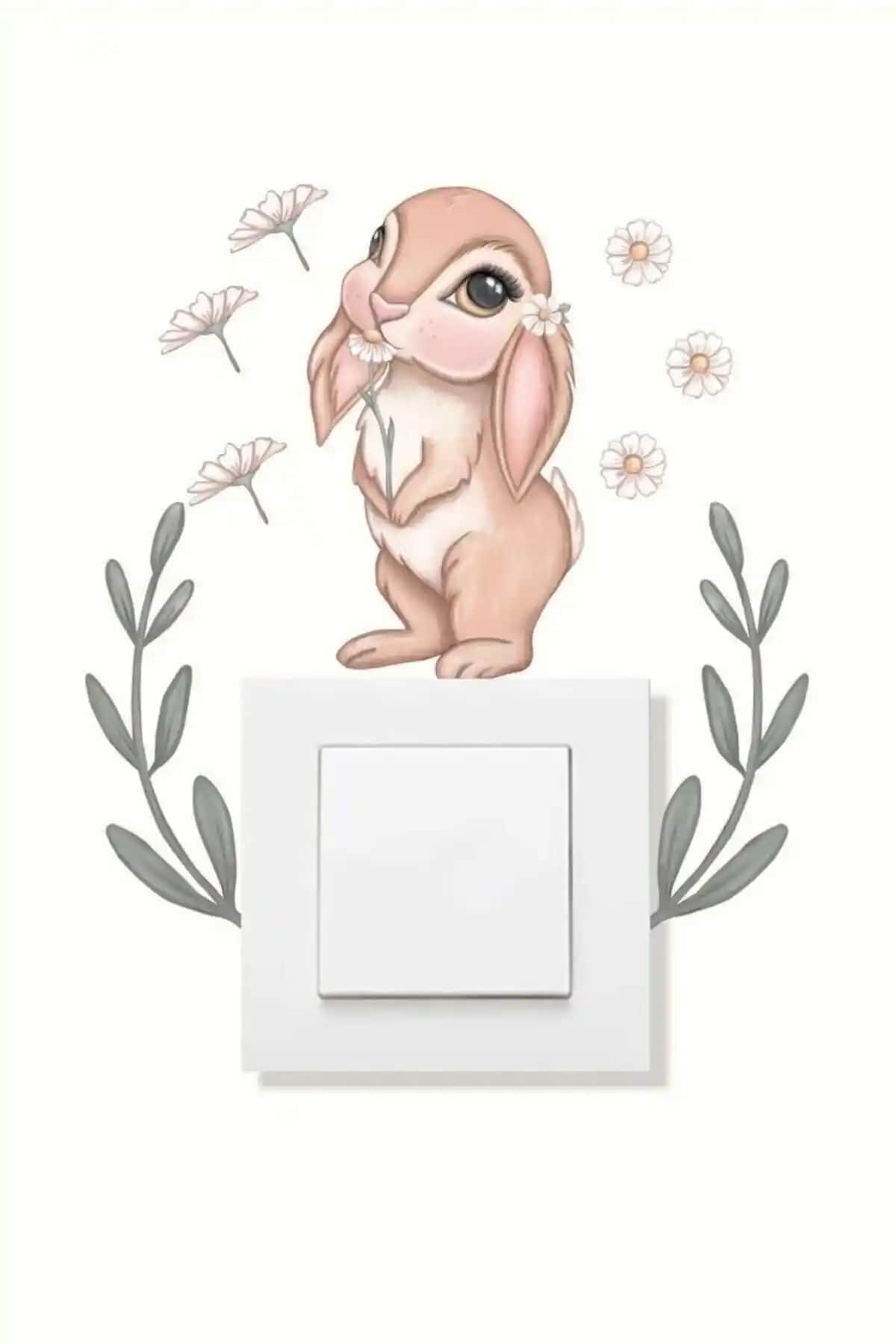 Tavşanın Rüyası Dekoratif Priz Sticker ile Çocuk Odalarına Neşe Katın