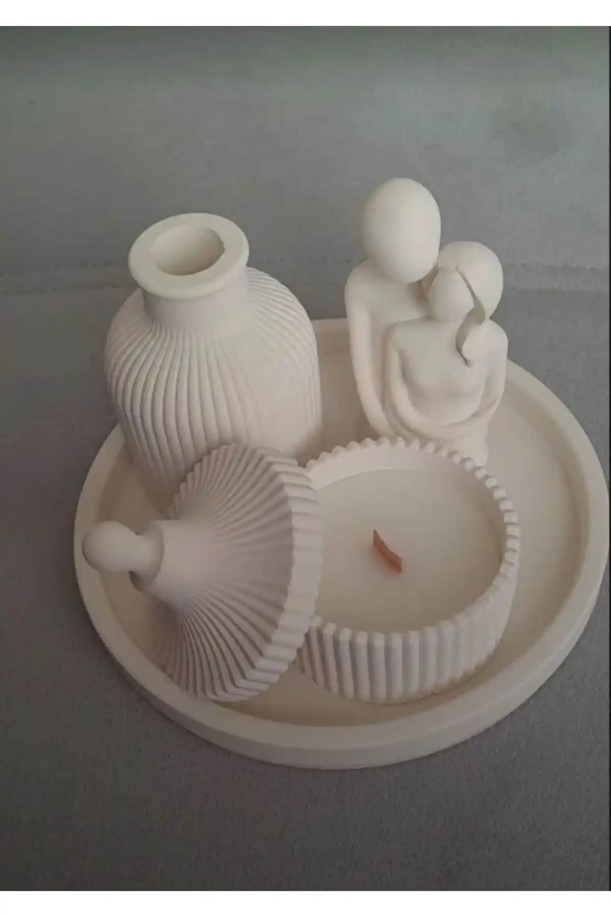 UD Konsept Dekoratif Beyaz Mumluk ve Aksesuar Seti Bohem Tarzı Şıklık Sunar