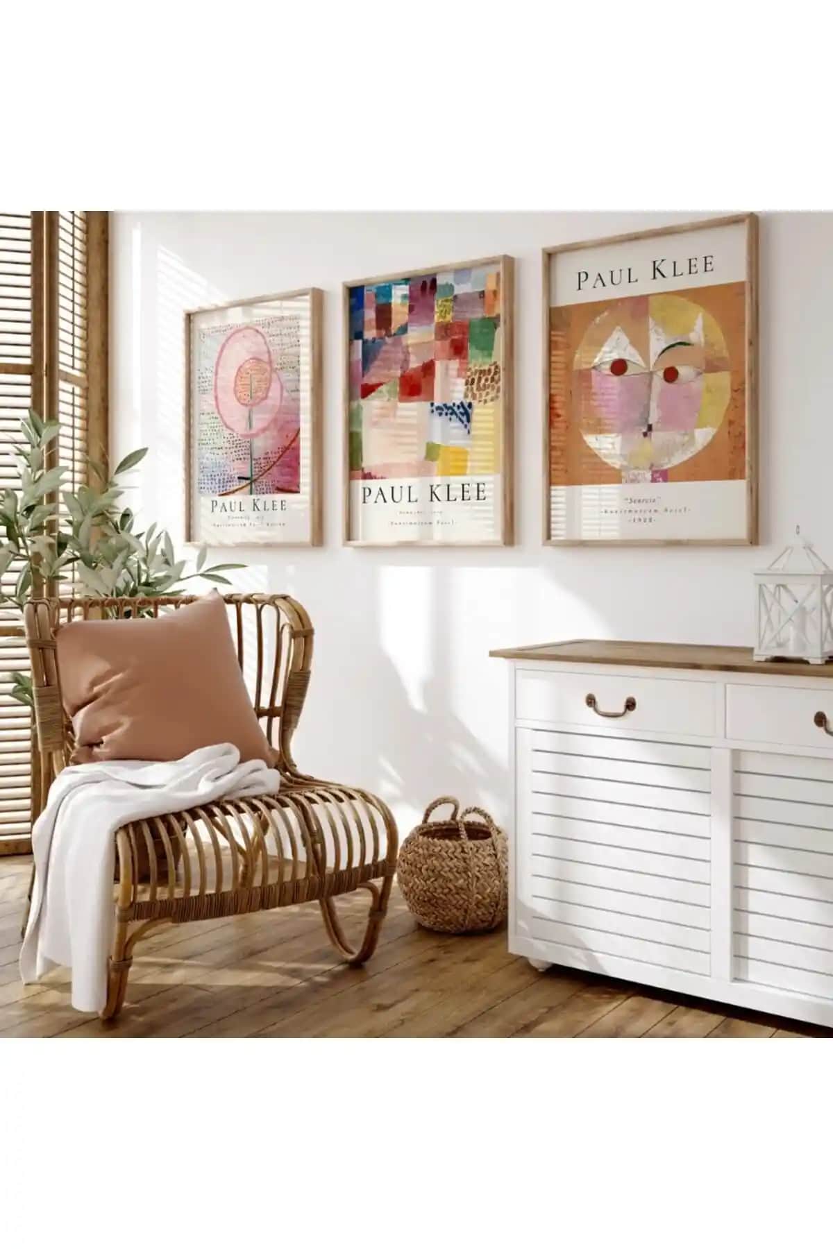 Woodhomeworks Doğal Ahşap Çerçeveli 3'lü Tablo Seti Modern ve Şık Dekorasyon İçin