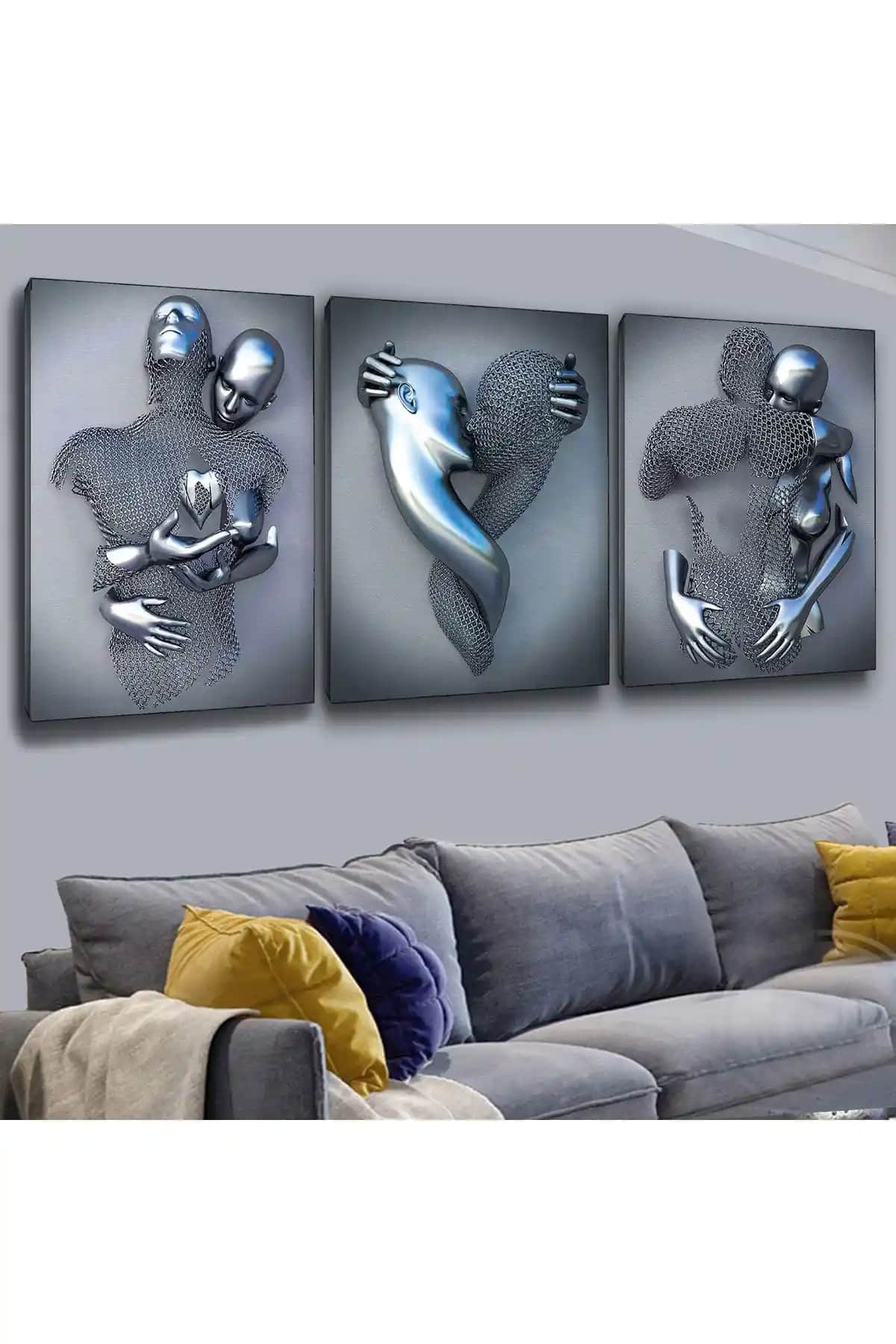 Zevahir 3'lü Kanvas Tablo Modern ve Şık Dekorasyon İçin Uygun Bir Sanat Eseri