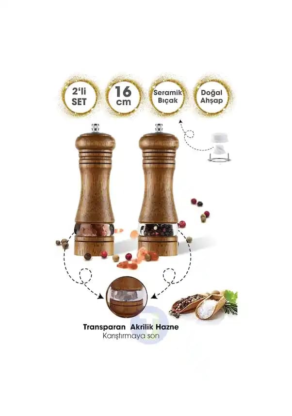 Ahşap Değirmen Tuzluk ve Biberlik Setleriyle Dekorasyonun Şıklığını Artırın
