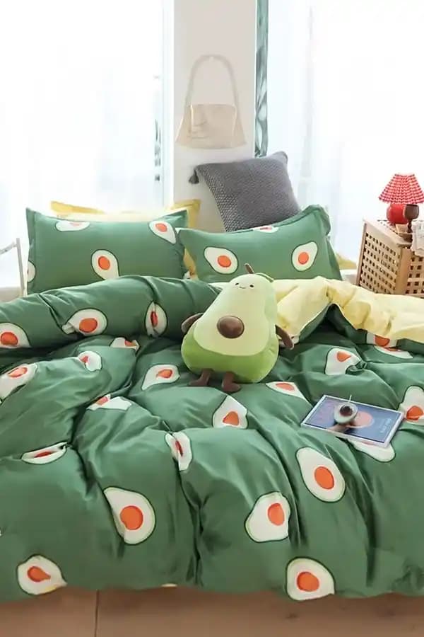 Avokadolu Nevresim Takımı ile Yatak Odasında Doğal ve Şık Bir Atmosfer Yaratın