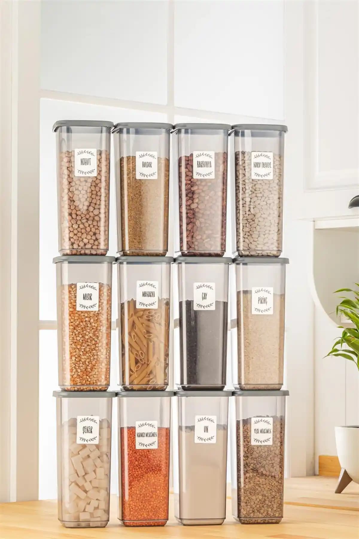 Erzak Saklama Kabı 12'li Setlerle Mutfakta Düzen ve Şıklık Sağlayın