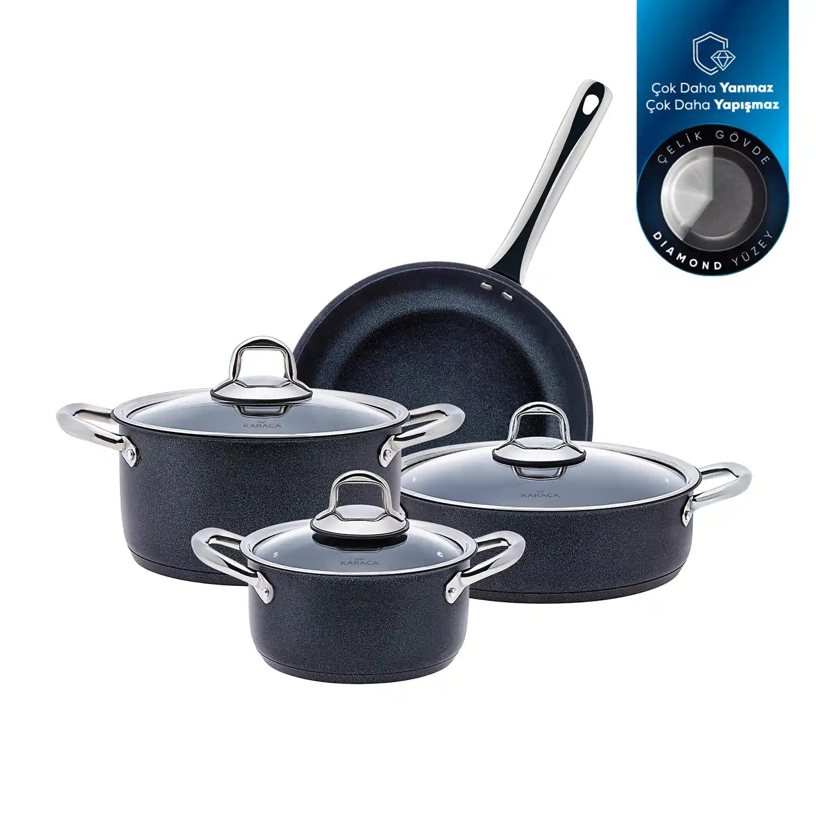 Karaca Diamond Steel Plus 7 Parça Tencere Seti: Dayanıklı ve Şık Mutfak Gereçleri