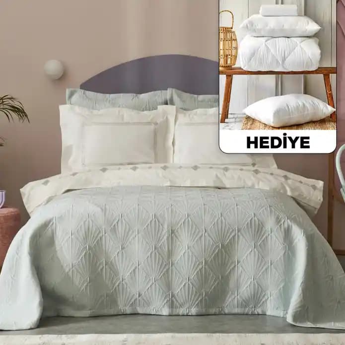 Karaca Home Diamond Çift Kişilik Mavi Düşet Seti Modern ve Şık Yatak Dekoru
