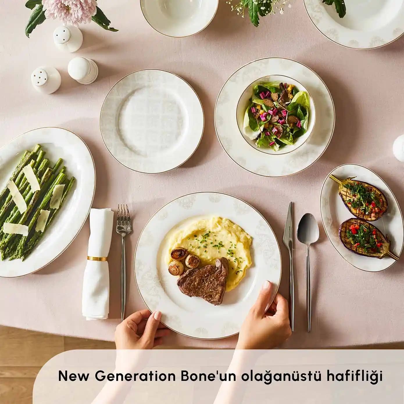 Karaca Siena 56 Parça 12 Kişilik Gold Yemek Takımı Şık ve Dayanıklı Tasarım