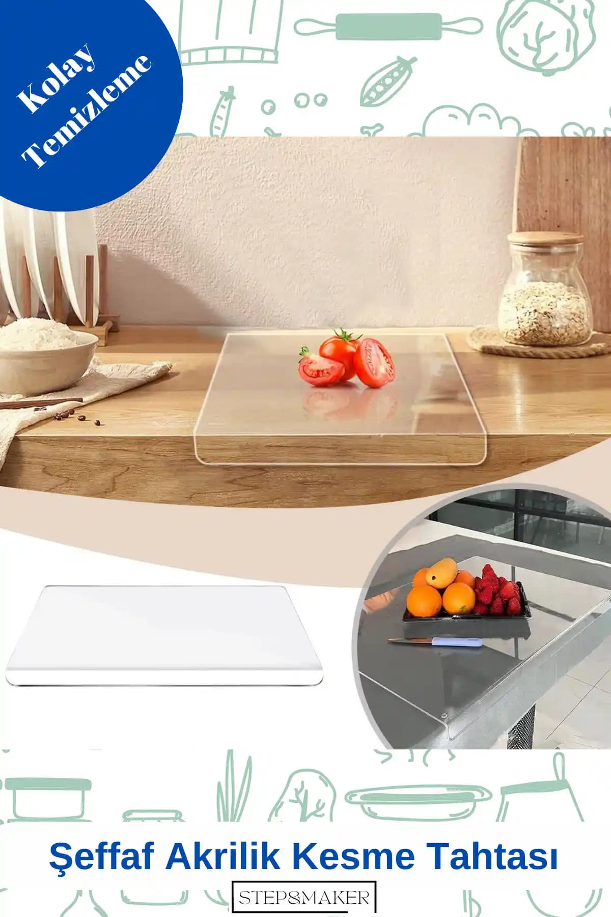 Modern Mutfaklar İçin Dayanıklı ve Estetik Akrilik Kesme Tahtası Seçenekleri