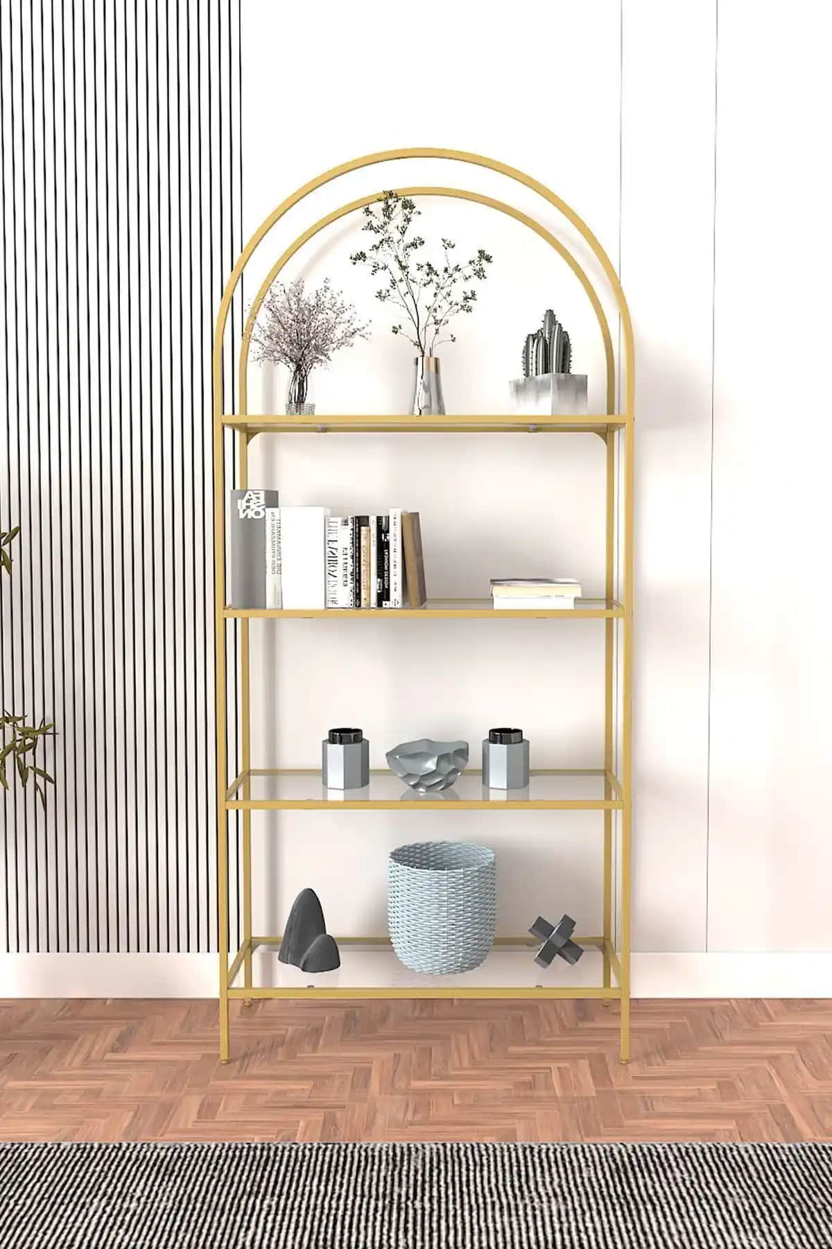 Modern ve Şık Gold Kitaplıklar ile Dekorasyonunuza Zarafet Katın