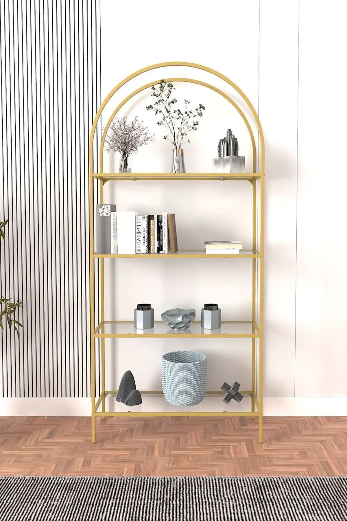 Modern ve Şık Gold Kitaplıklar ile Dekorasyonunuza Zarafet Katın