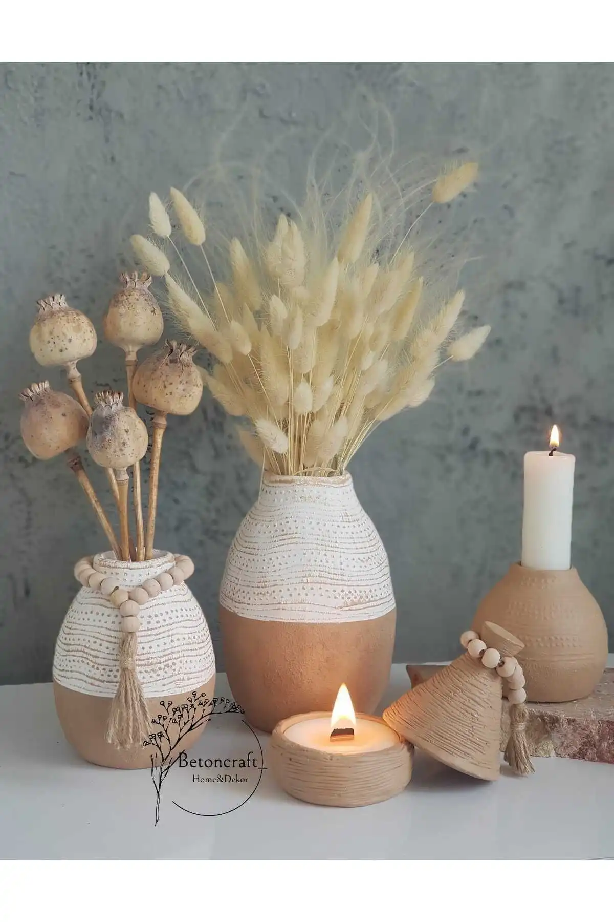 BetoncraftBohem Vazo Set: Şıklık ve Dayanıklılık Bir Arada | Modern Dekorasyon
