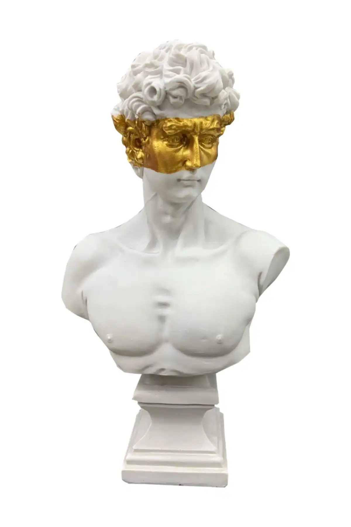By Ari Ev Dekorasyon Popart Davut Büst Heykel Biblo Gold - Modern Tasarım