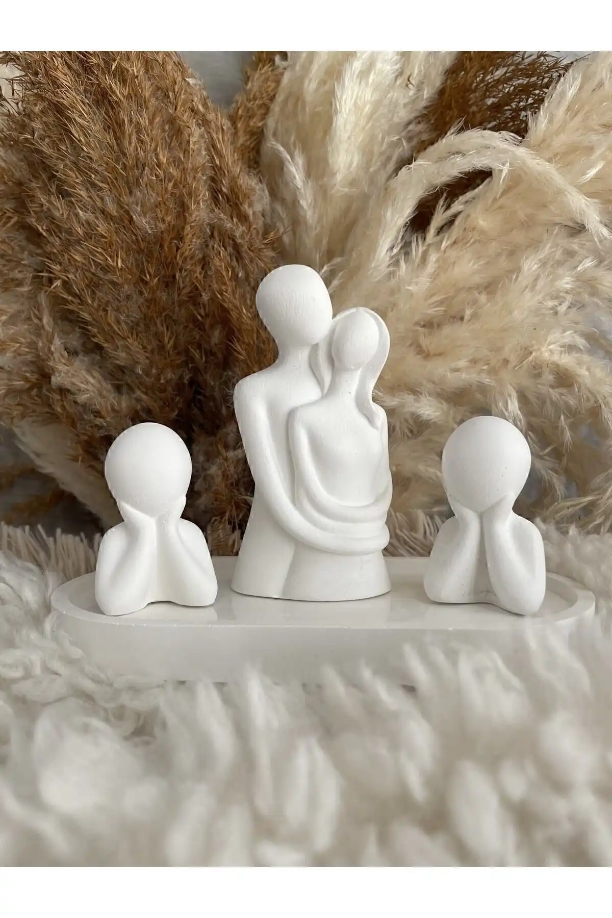 KUMS DESIGN Dekoratif 2 Çocuklu Aile Obje Biblo Seti - Şıklık ve Dayanıklılığın Buluşması