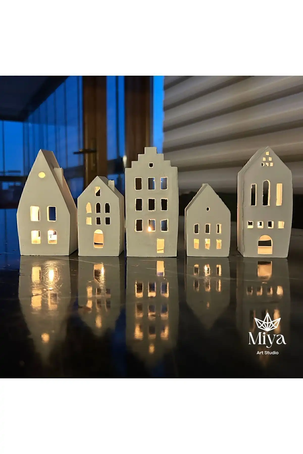 Nikadu5’li Ev Tealight Beton Mumluk Seti: Zarif Modern Dekorasyon
