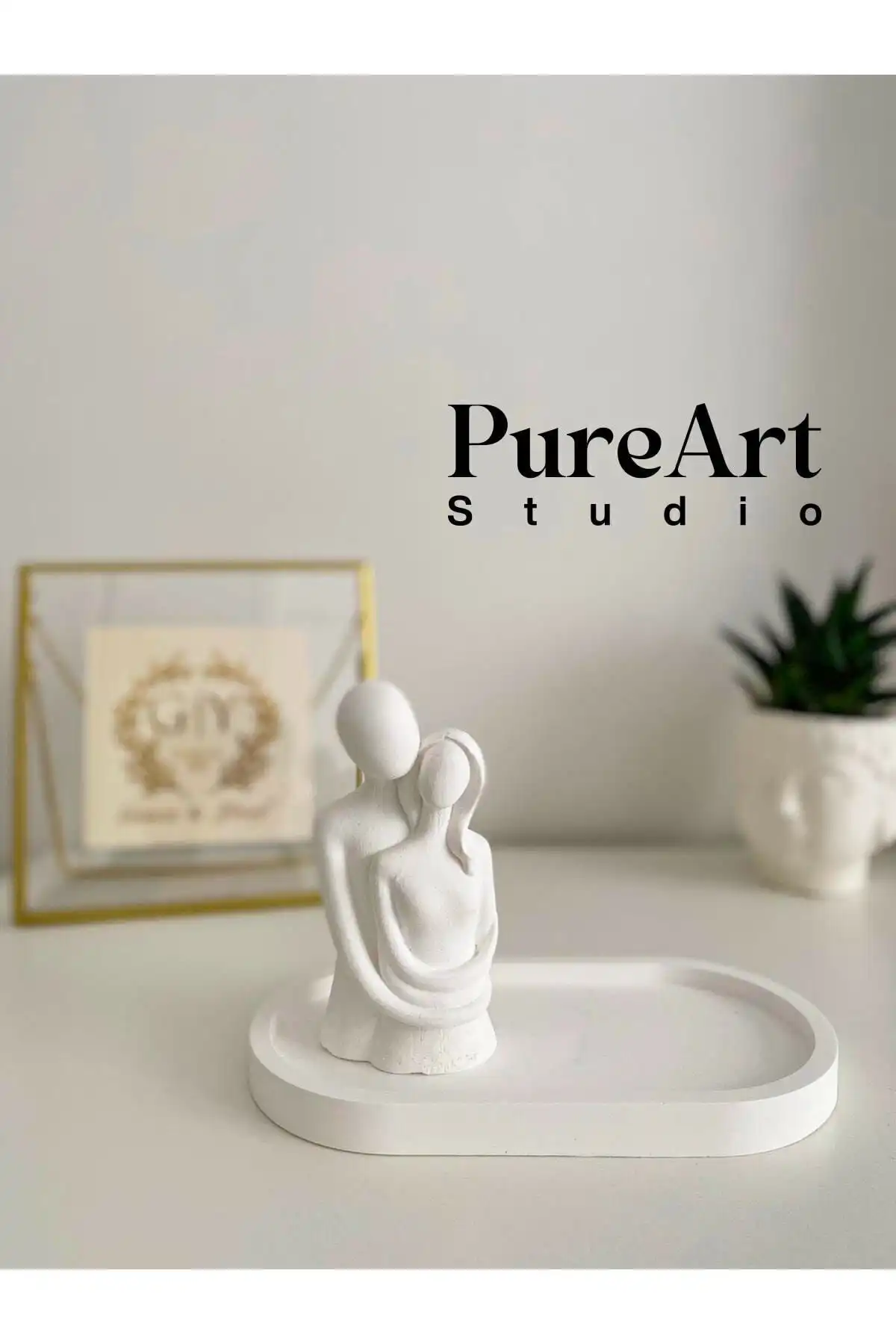 PureArt El Yapımı Bohem Stil Dekoratif Biblo ve Tabağı Seti