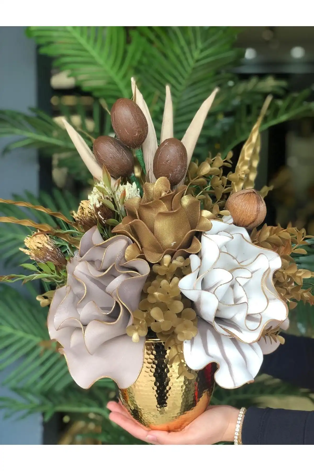 TASARIMHMODA Yapay Çiçekli Gold Dövmeli Vazo No:4 İncelemesi ve Özellikleri