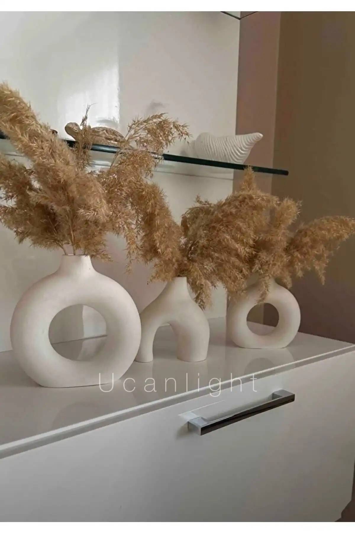 Ucanlight İskandinav 2'li Halka Vazo Seti ile Modern Ev Dekorasyonu