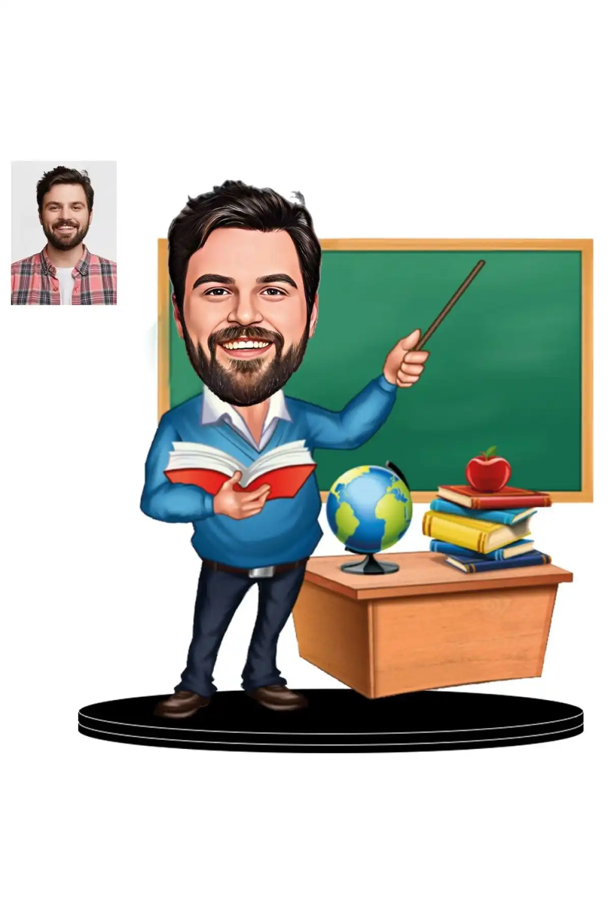Kişiye Özel Öğretmen Karikatürlü Ahşap Biblo ile Anlamlı Hediyeler