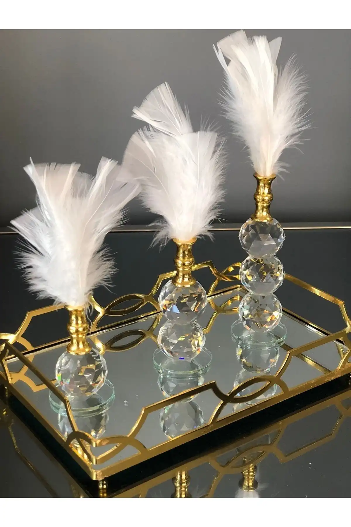 Masalsı Concept Üçlü Kristal Gold Tüylük: Zarif ve Modern Dekorasyon