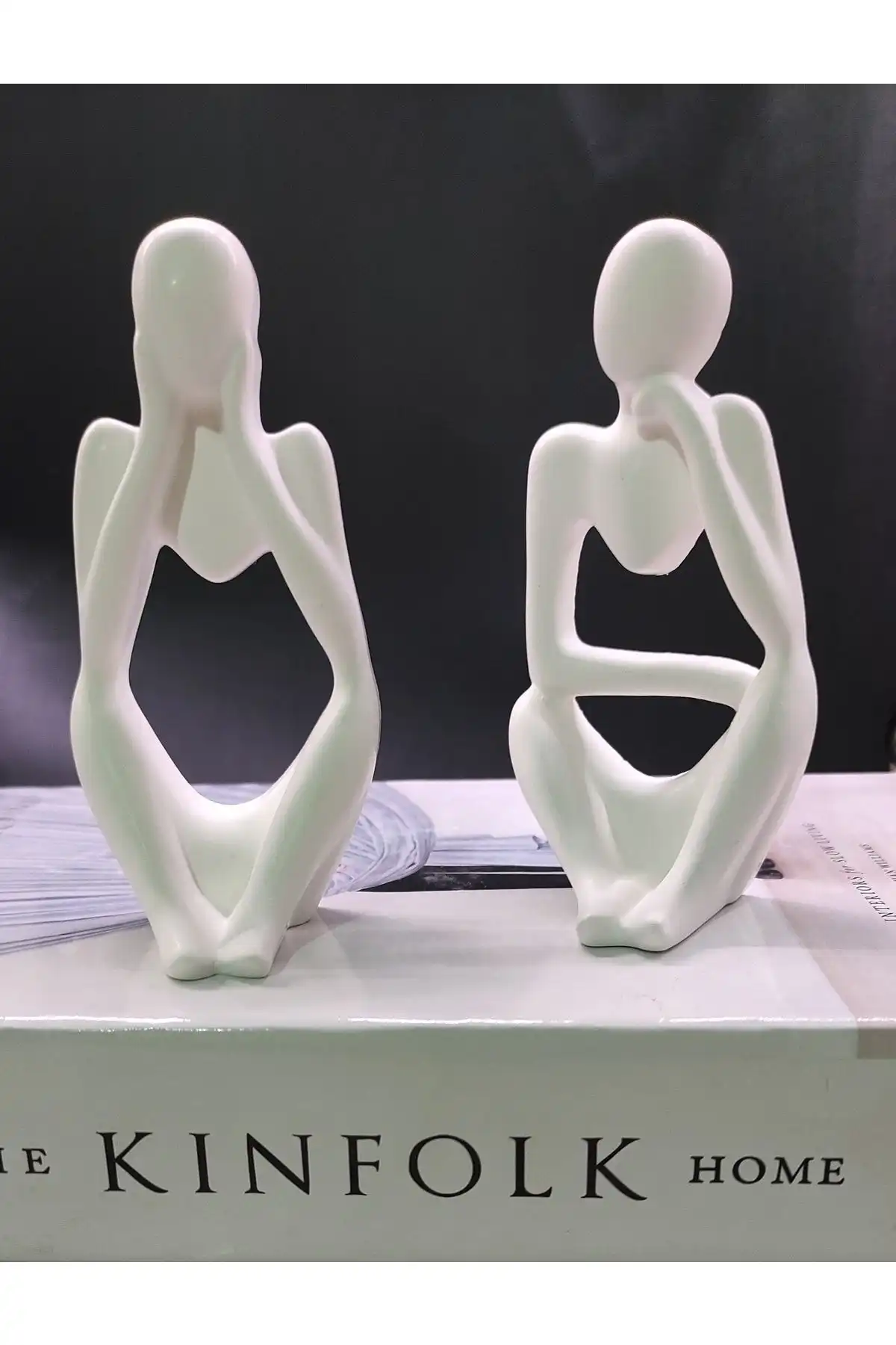 Minima Art Studio Dekoratif Soyut Çift Düşünen Biblo ile Modern Estetik