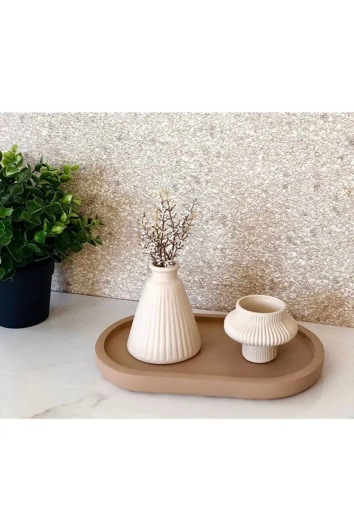 Thiramis Homeconcept Mocha Tepsi, Bej Vazo ve Tealight Seti Hakkında Bilgi