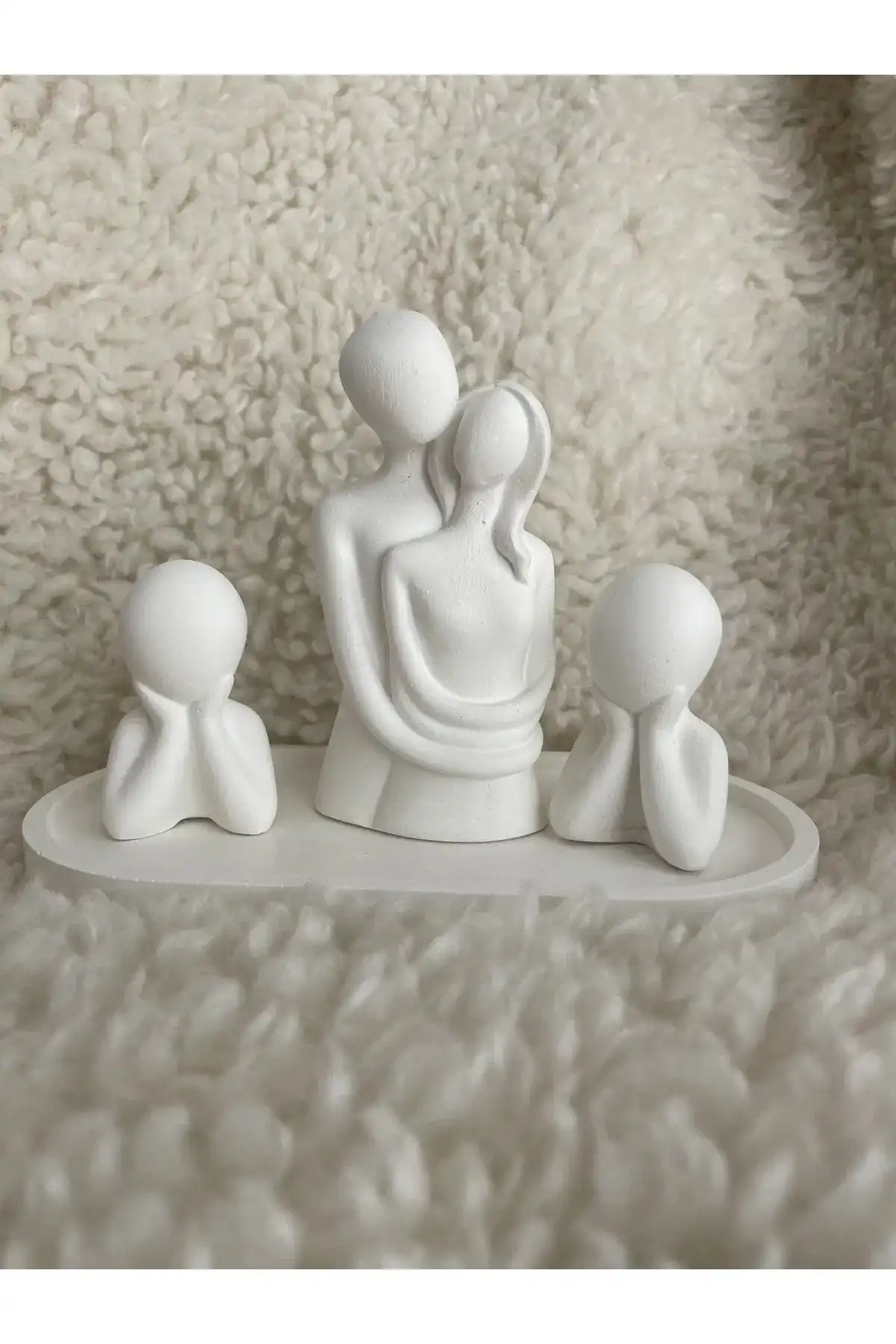 Havalı Tasarım 2 Çocuklu Aile Biblo Seti ile Modern Dekorasyon
