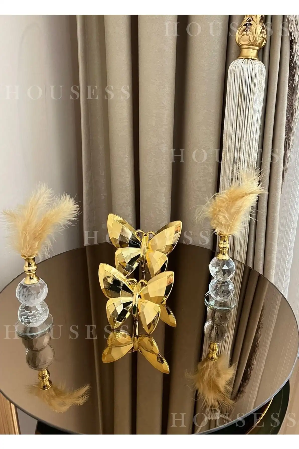 Housess Dekoratif 2'li Gold Kelebek ve Tüylük Biblo Süs İncelemesi