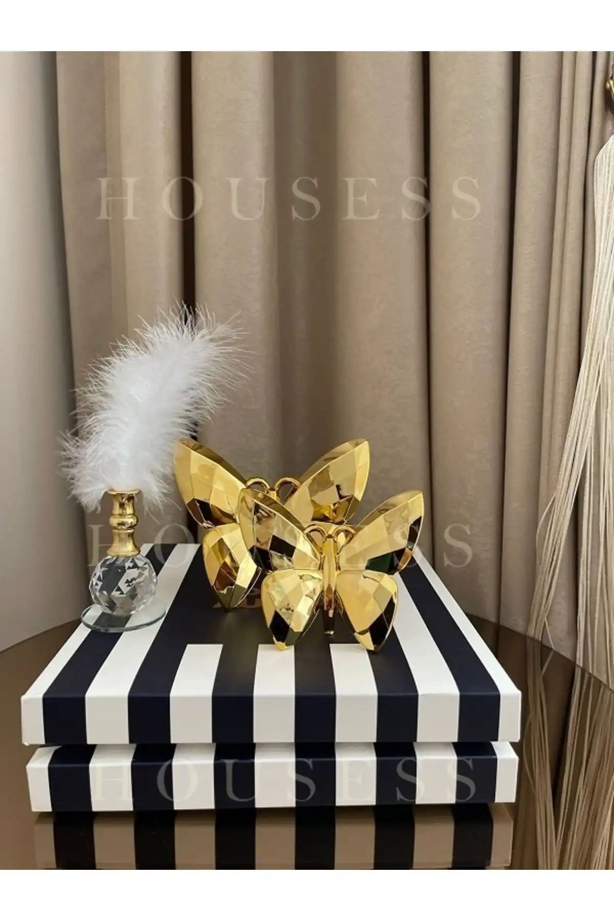 Housess Dekoratif Gold Kelebek ve Gold Tüylük Biblo Süs İncelemesi