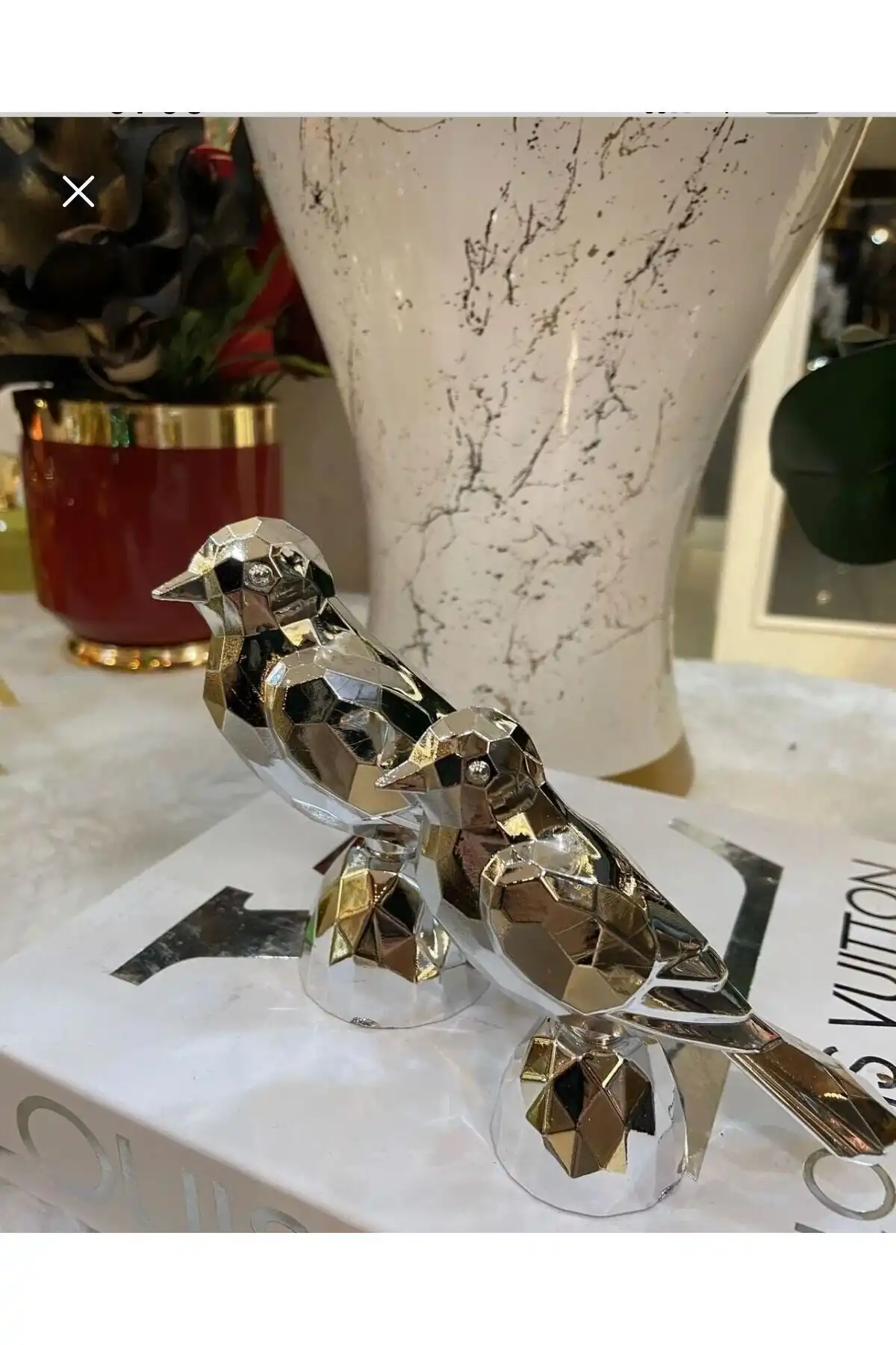Kardelen Kristal İkili Gümüş Kuş ile Modern Dekorasyona Zarafet Katın