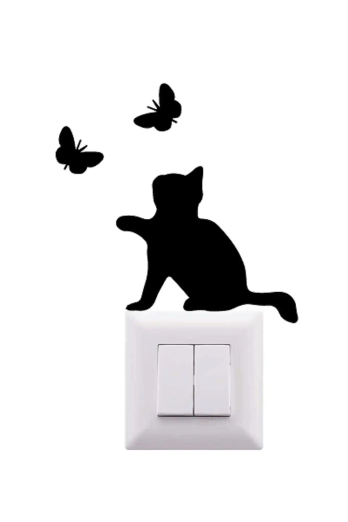 Miana Lazer Ahşap Kedi ve Kelebek Priz Dekoru ile Evlerinizi Süsleyin