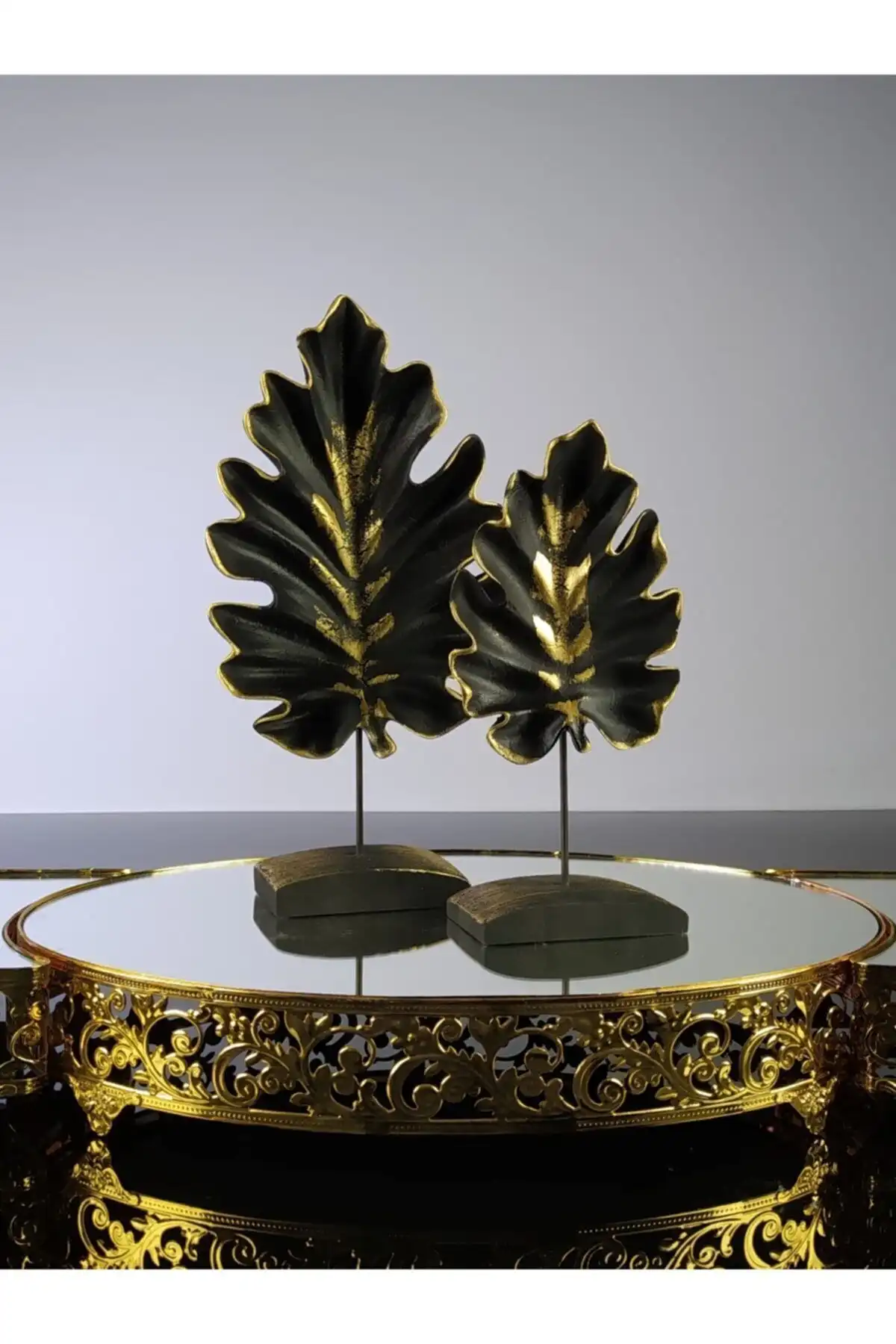 Vip Sanat Dekoratif Masa Süsü Çınar Yaprak 2'li Set ile Evinizi Süsleyin