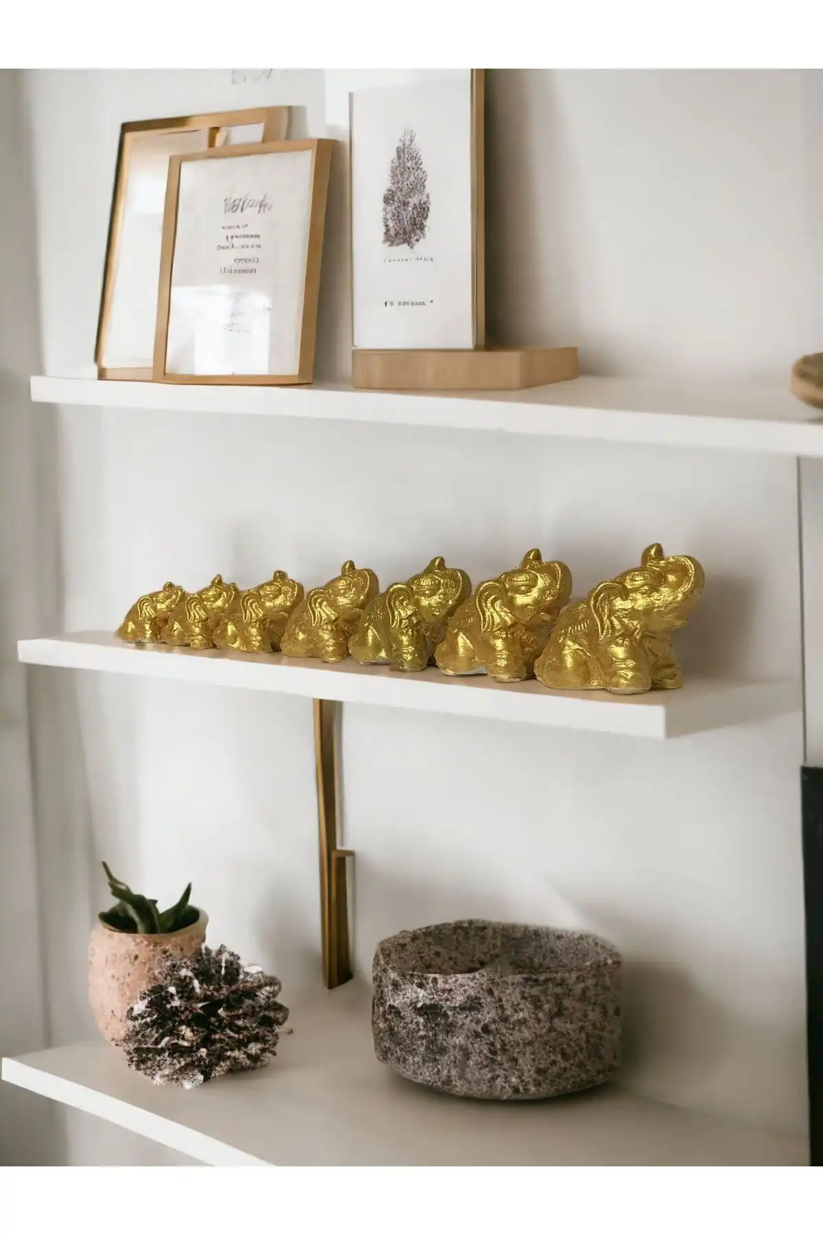 LuDesign 7'li Gold Renk Bereket Fil Seti: Zarif ve Kullanışlı
