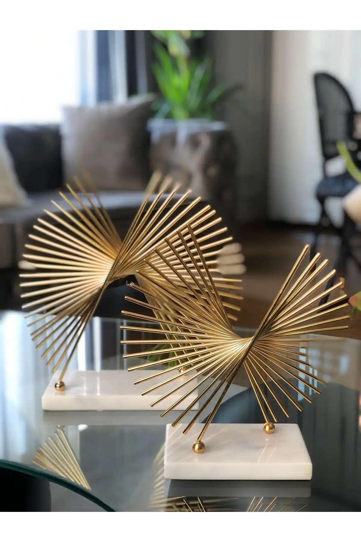 Hazella Home Gold Kelebek Mermer Ayaklı Obje ile Modern Dekorasyon