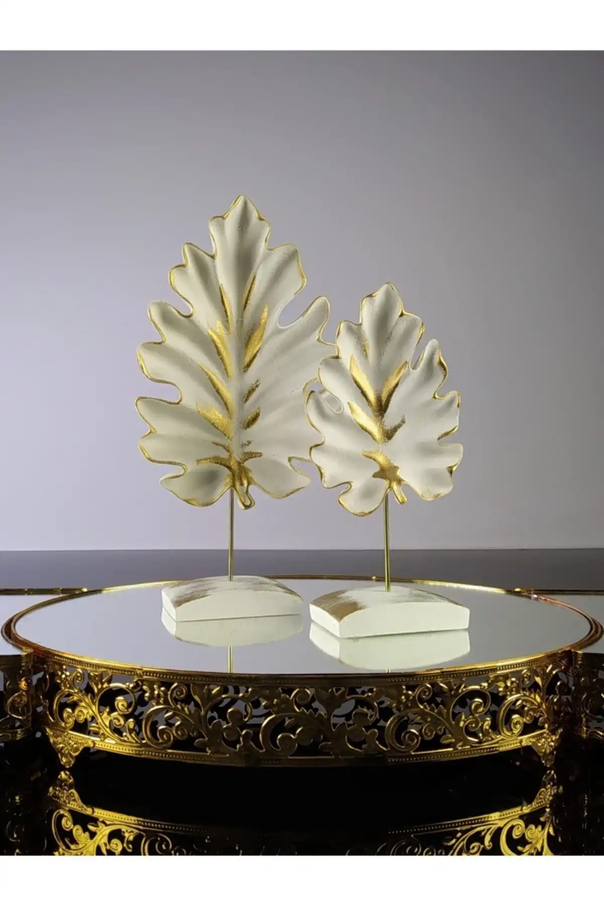 Vip Sanat Dekoratif Masa Süsü Çınar Yaprak 2'li Set: Estetik ve Şıklık