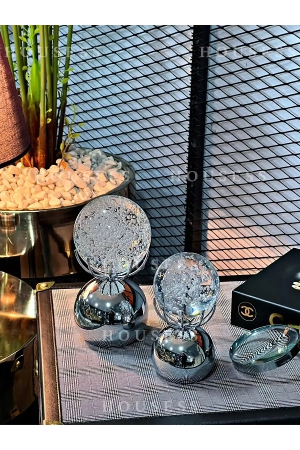 Housess Dekoratif Metal Ahtapot Kristal Top Biblo ile Modern Tasarım