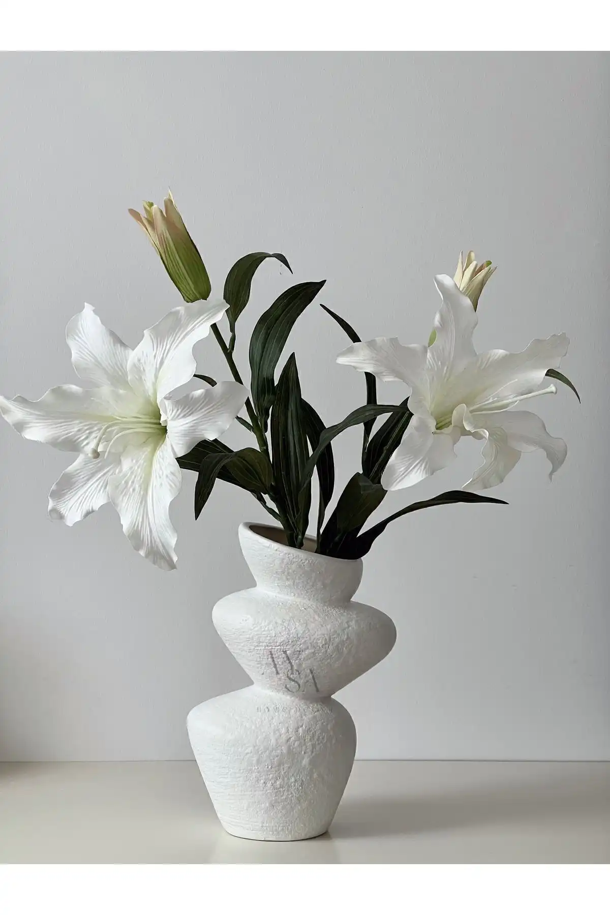 AYSA HOME DECOR Seramik Beyaz Kaya Vazo ile Evinize Modern Bir Dokunuş Katın