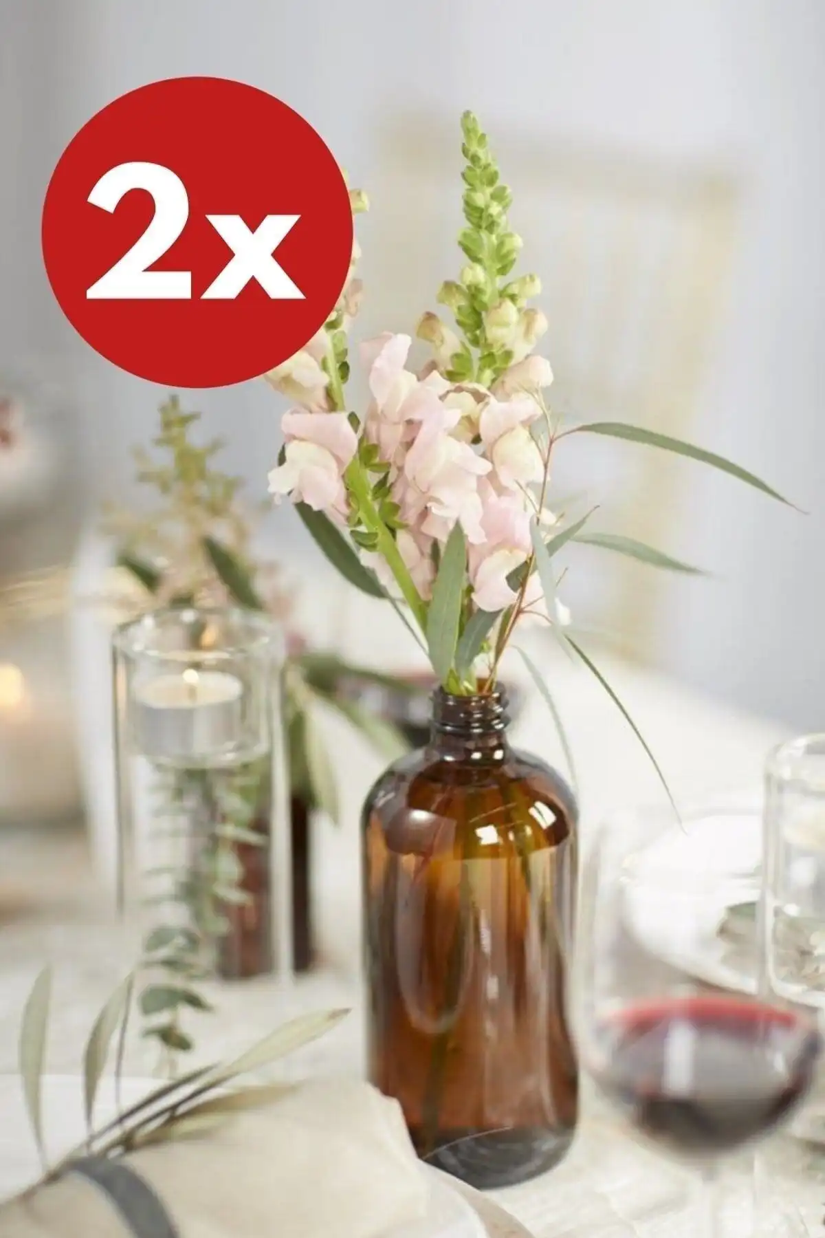 LALEZEN HOME 2 Adet 500 Ml Amber Cam Vazo Şişe ile Ev Dekorasyonunu Geliştirin