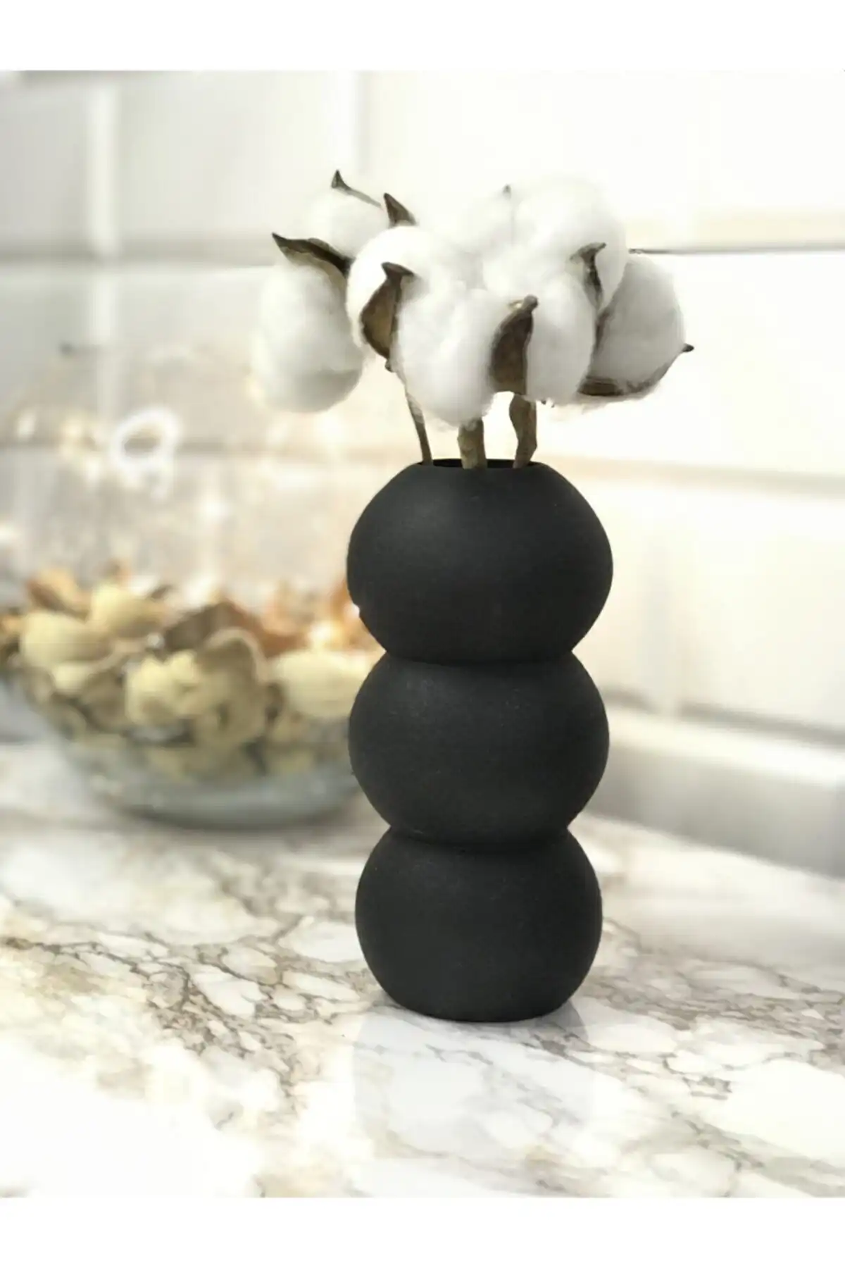 SARIME Bubble Vazo: Modern ve Fonksiyonel 14 cm Siyah Dekoratif Obje