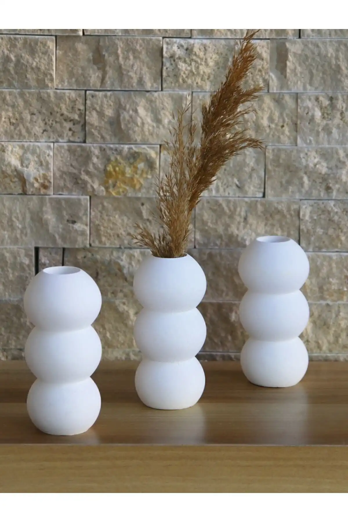 Stonnish Bubble Vazo 3'lü Ham Beyaz Set: Estetik ve Dayanıklılık