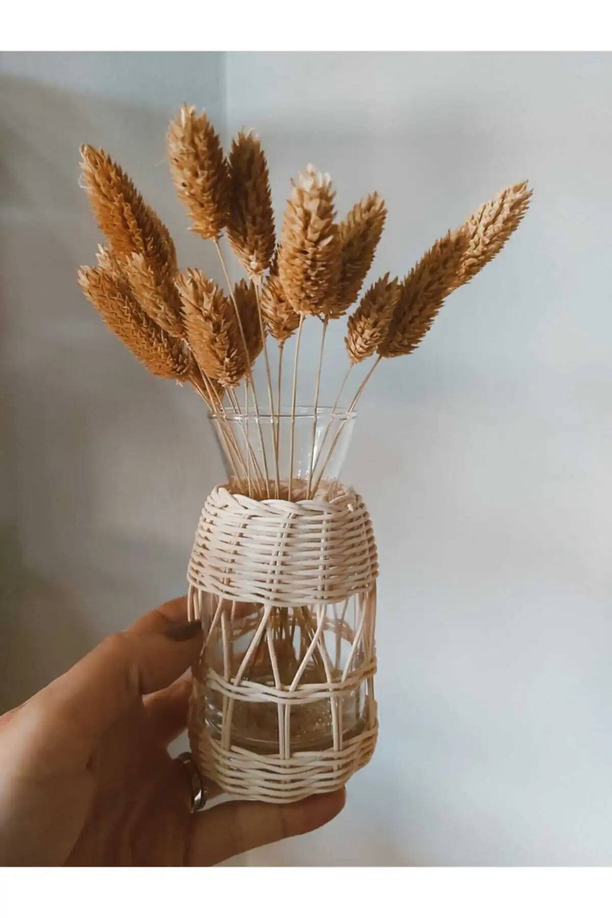 His Art Workshop Rattan Doğal Bambu Minik Vazo ile Estetik Dekorasyon