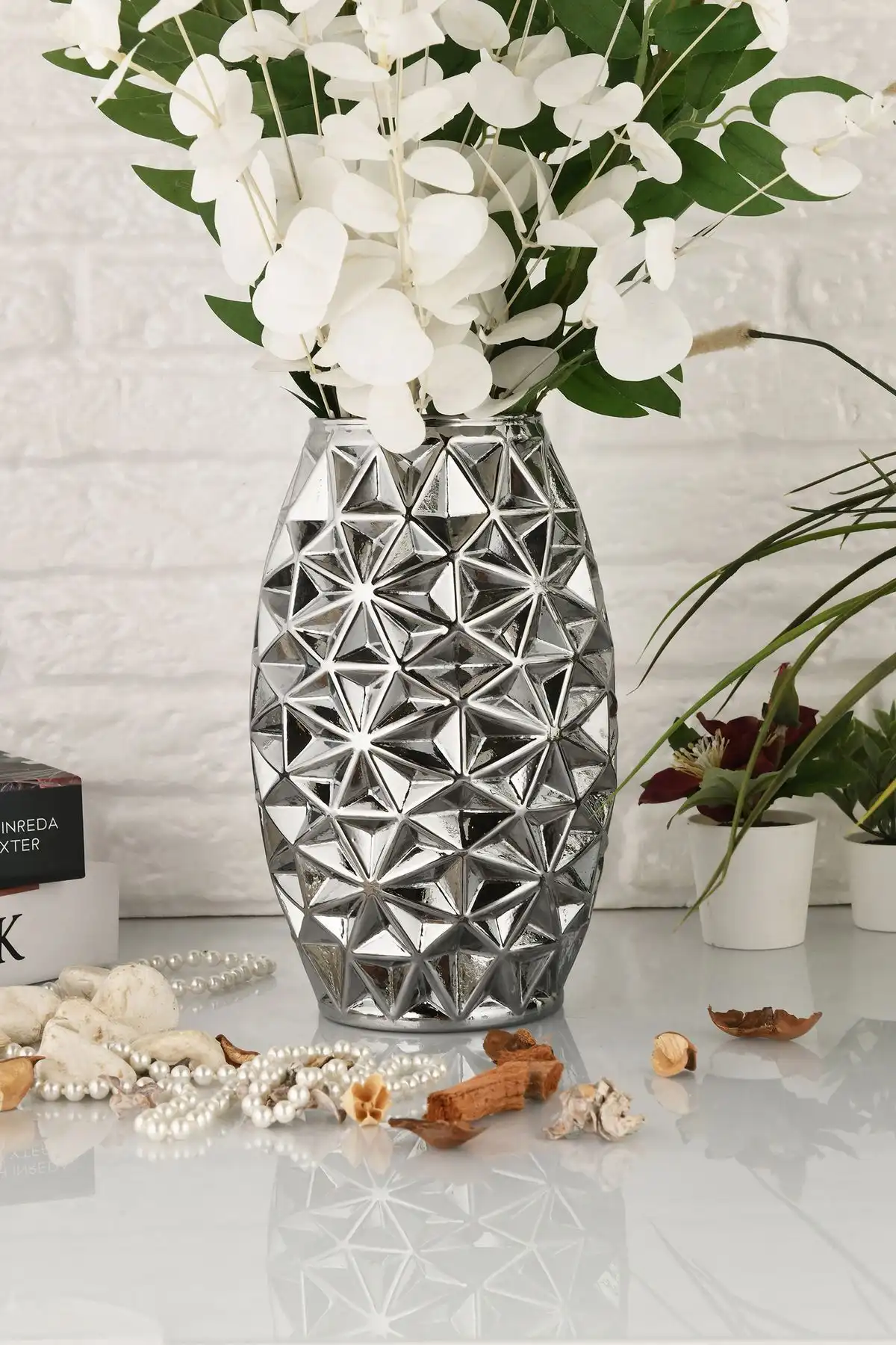 AngDesign Dekoratif Sedef Cam Vazo: Modern ve Estetik İç Mekan Aksesuarı