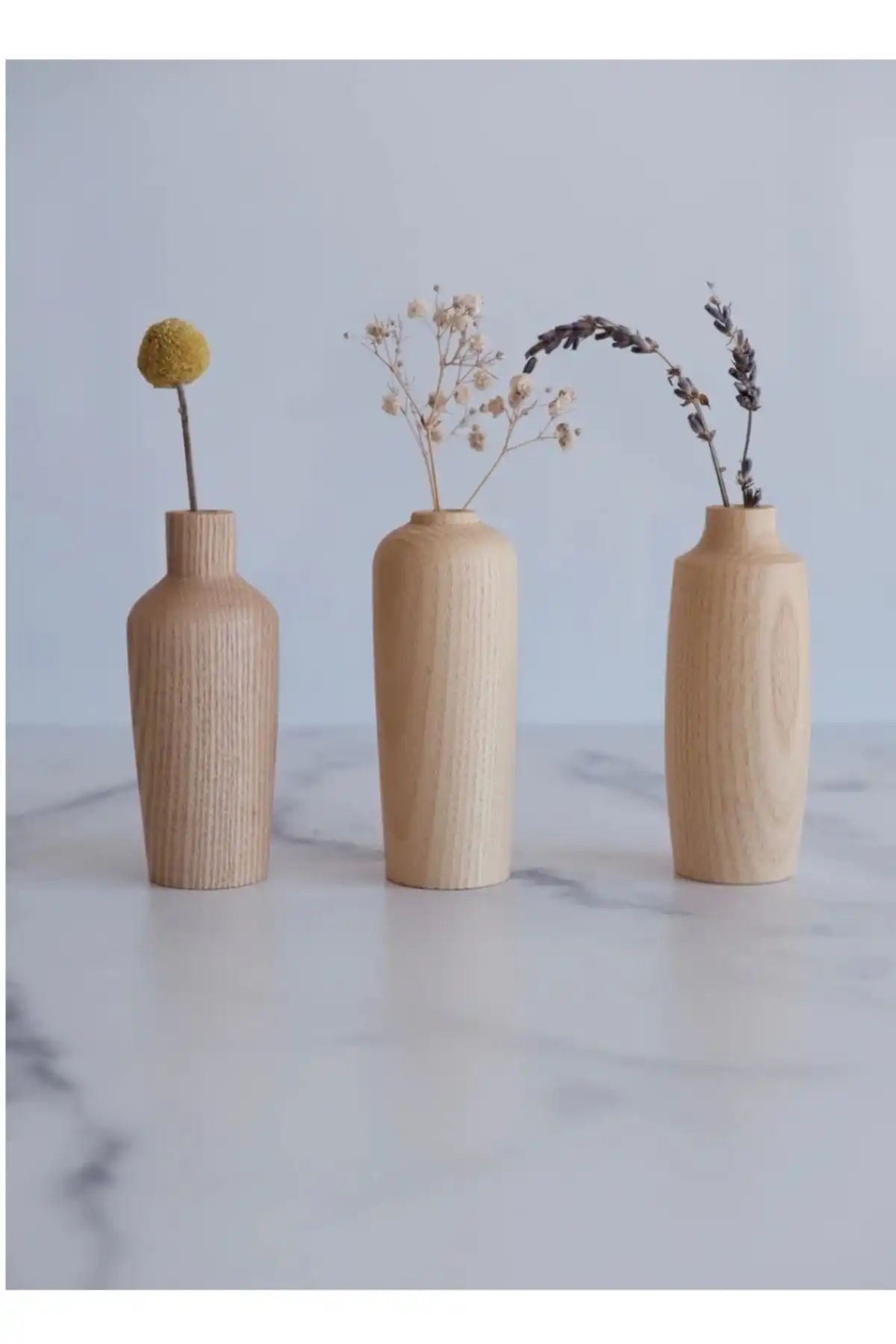 Woodalica Ahşap Vazo 3 Lü Set ile Şık ve Modern Dekorasyon İmkanları