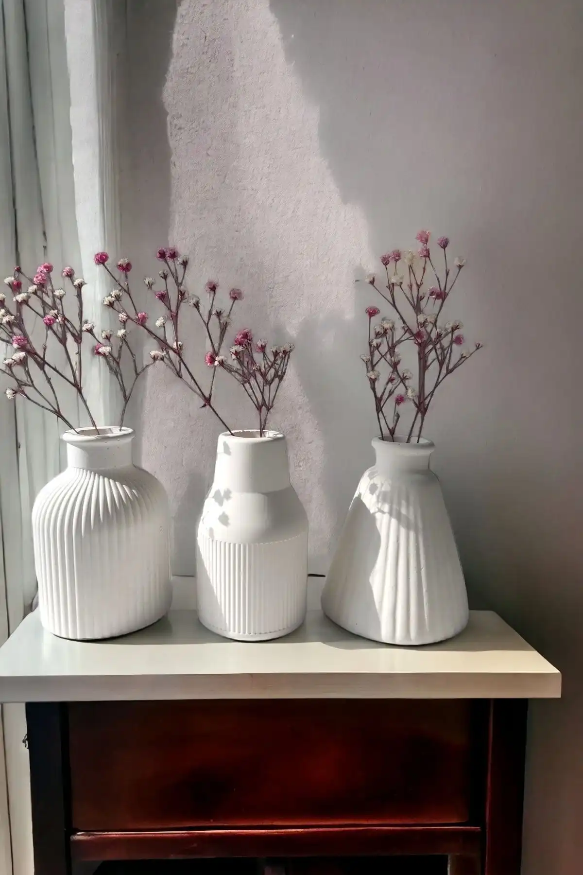 ALLEZA HOME Dekoratif Üçlü 10 Cm Beton Vazo Seti İskandinav Tarzı