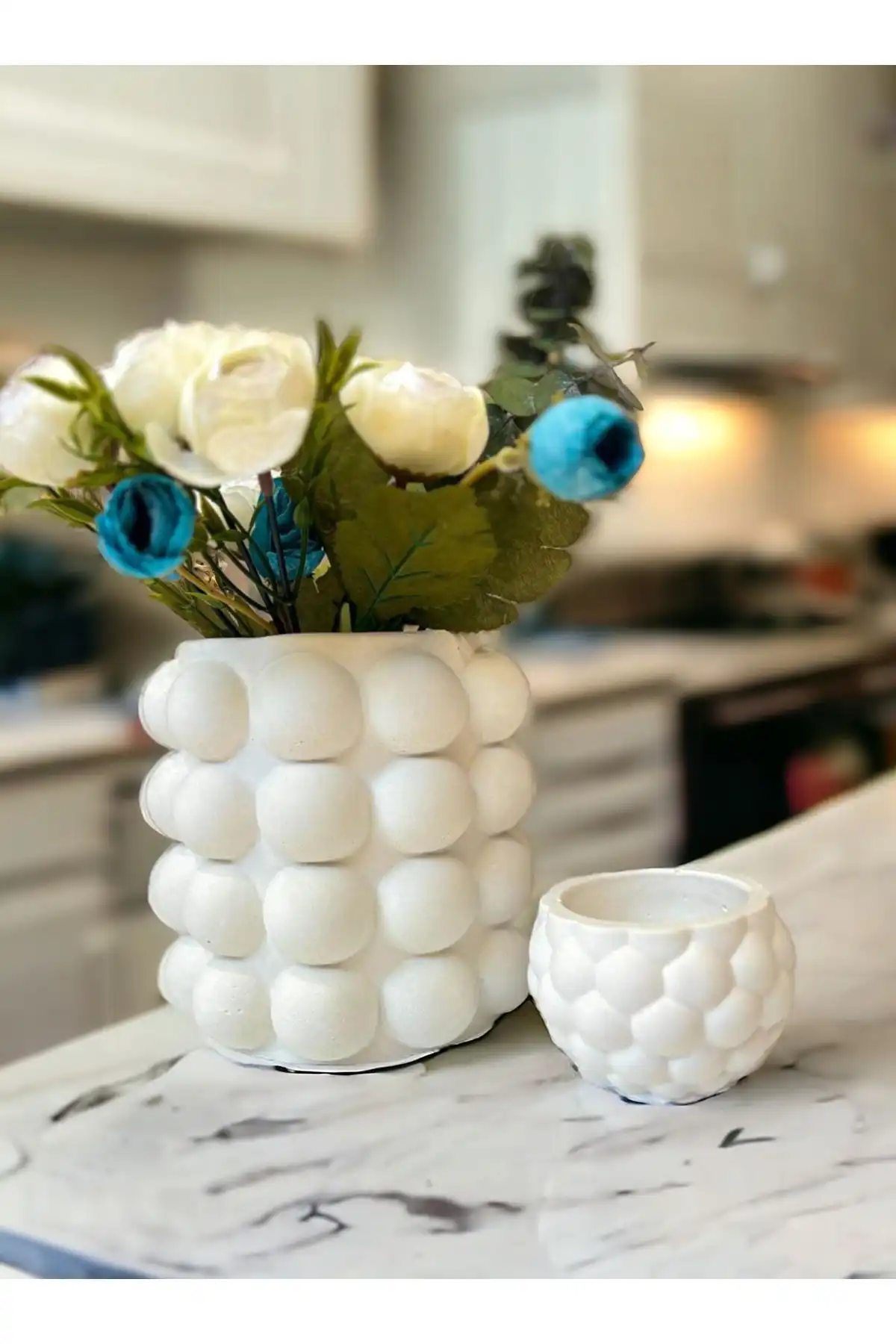Aymumi Home 2'li Büyük ve Küçük Bubble Beton Vazo ile Estetik ve Fonksiyon
