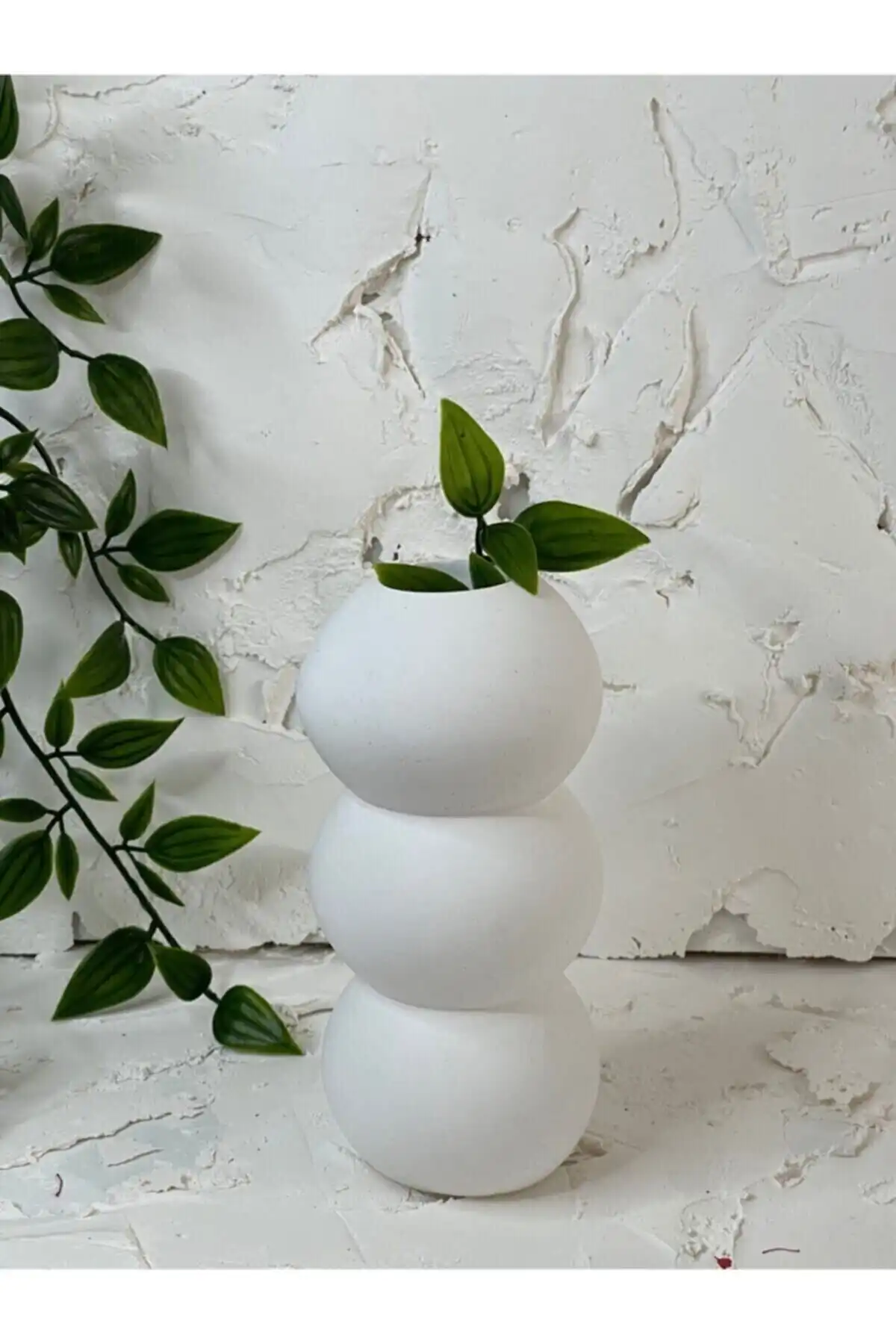 YAYBOX El Yapımı Beyaz Dekoratif Vazo ile Minimalist Tasarım